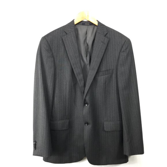 Hart Schaffner Marx Blazer Men's 42R Gray 2 Button Sport Coat Pin Stripe 2 vent - Picture 1 of 16